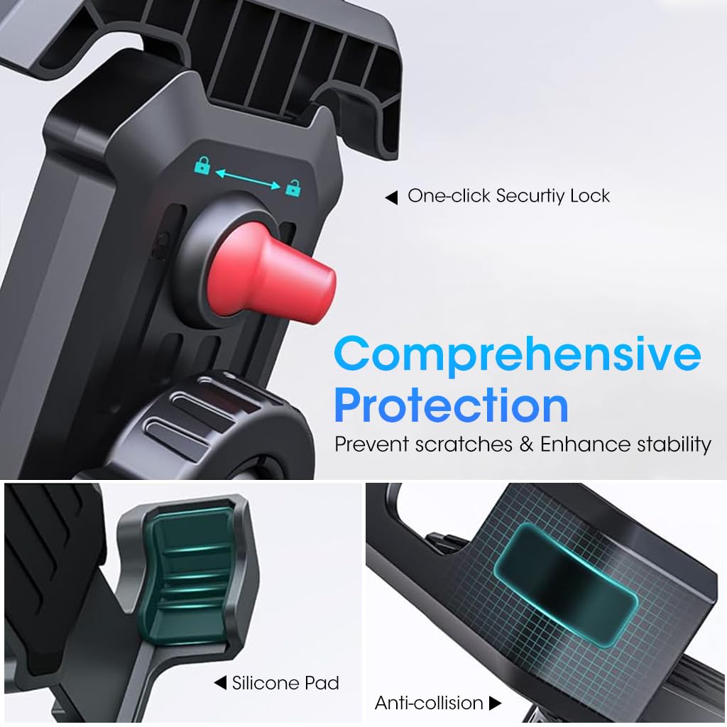 STHIRA Mobile Holder for Bikes, Scooter, Motorcycle, 360° Rotatable Anti Shake Phone Mount, Stable Cradle Moblie Phone Bicycle Stand Compatible with iPhone, Samsung, Oneplus, Smartphones up to 7.2'' STHIRA Mobile Holder for Bikes, Scooter, Motorcycle, 360° Rotatable Anti Shake Phone Mount, Stable Cradle Moblie Phone Bicycle Stand Compatible with iPhone, Samsung, Oneplus, Smartphones up to 7.2''